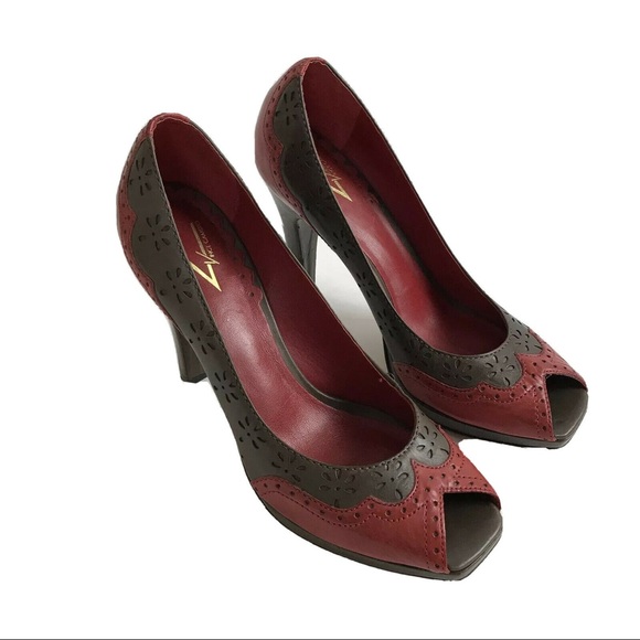 Vince Camuto Womens Brown & Red Heels Peep Toe 8B - Picture 2 of 9